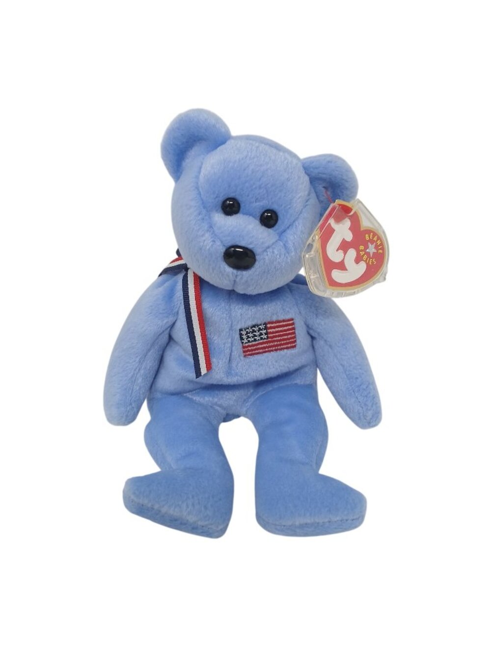 Ty America Red Cross Beanie Baby Blue 9/11 Memorial Flag Patch Tag Holder #D-28